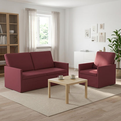 vidaXL Sofa Set 2 pcs Wine Red Fabric