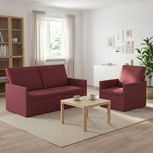vidaXL Sofa Set 2 pcs Wine Red Fabric