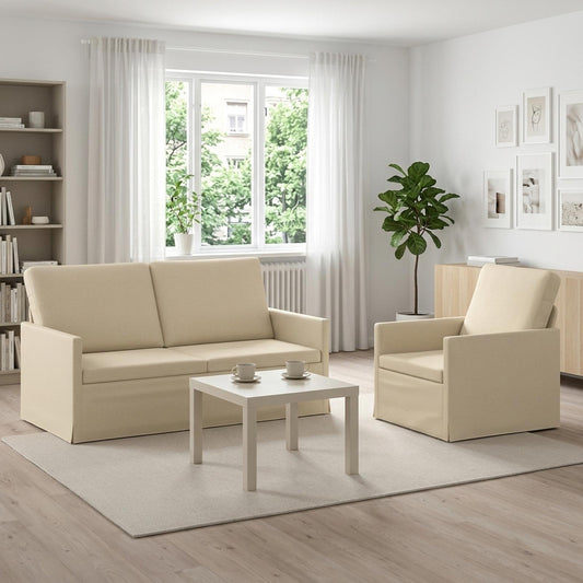 vidaXL Sofa Set 2 pcs Cream Fabric