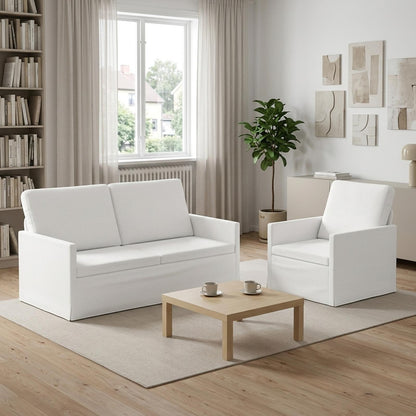 vidaXL Sofa Set 2 pcs White Fabric