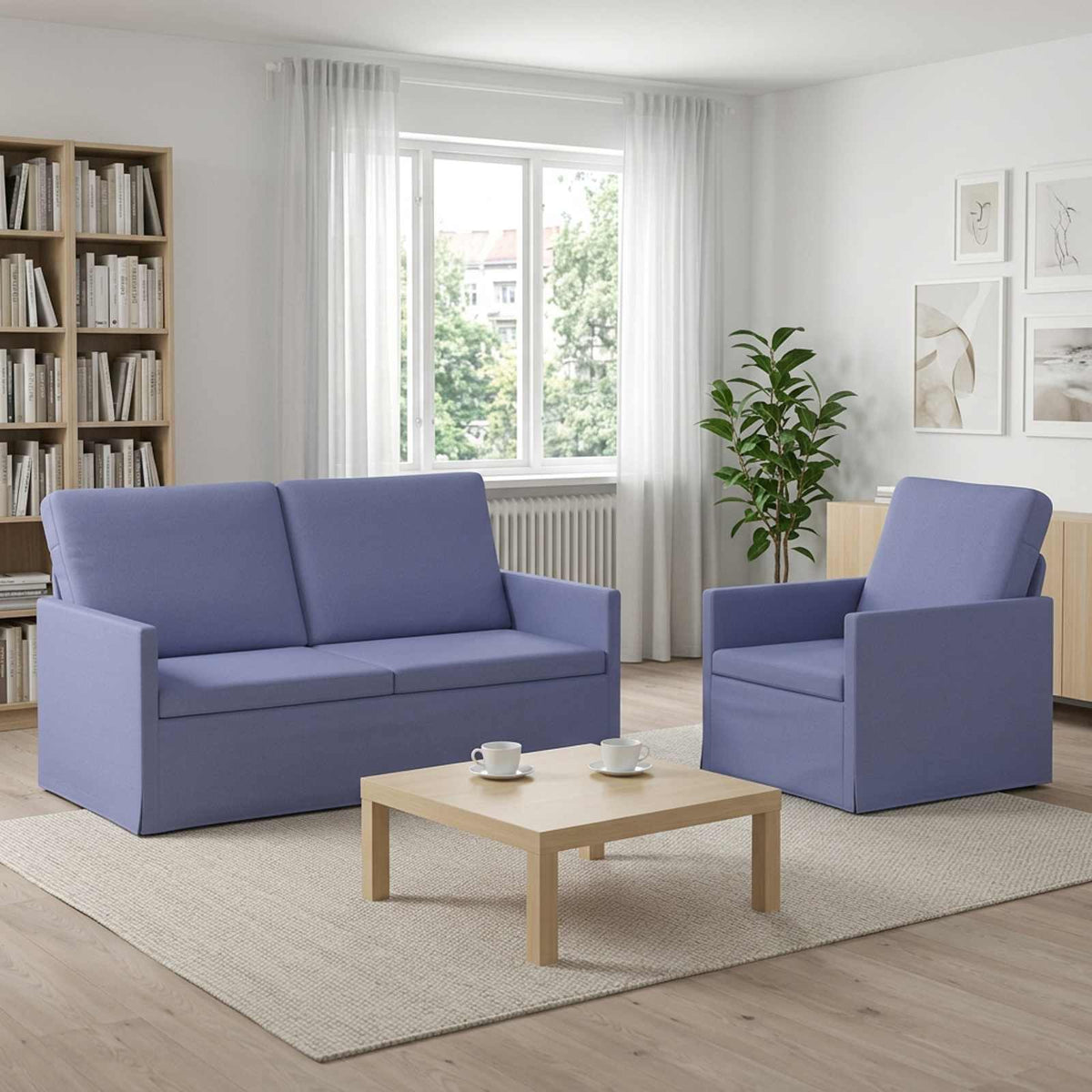 vidaXL Sofa Set 2 pcs Jeans Blue Fabric