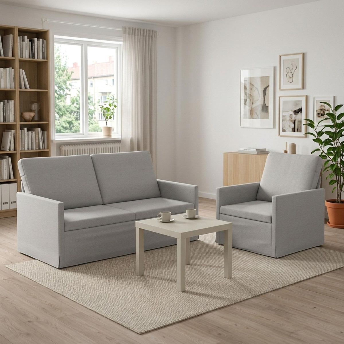 vidaXL Sofa Set 2 pcs Cloud Grey Fabric