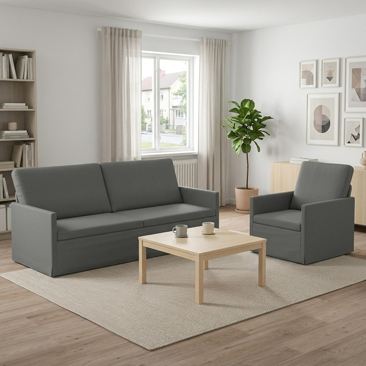 vidaXL Sofa Set 2 pcs Dark Grey Fabric