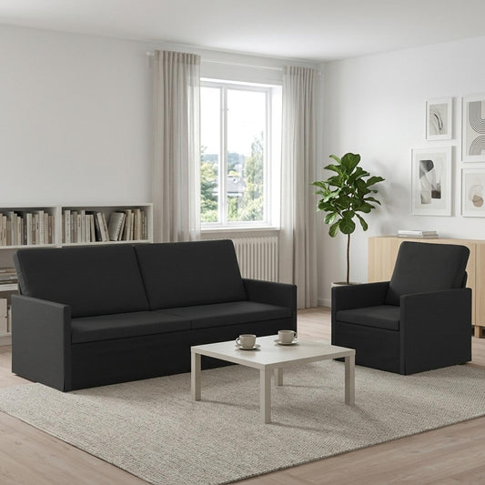 vidaXL Sofa Set 2 pcs Black Fabric