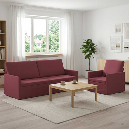 vidaXL Sofa Set 2 pcs Wine Red Fabric