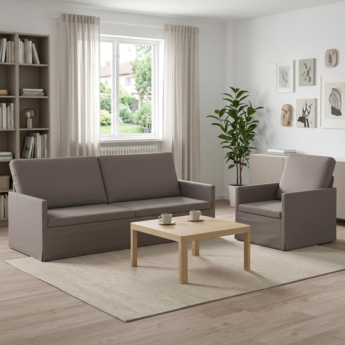vidaXL Sofa Set 2 pcs Taupe Fabric