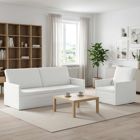vidaXL Sofa Set 2 pcs White Fabric