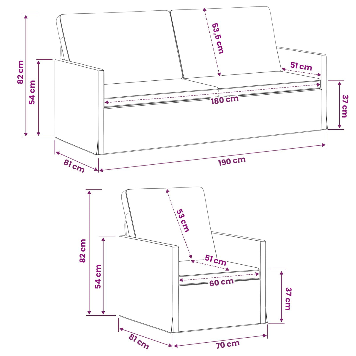 vidaXL Sofa Set 2 pcs White Fabric