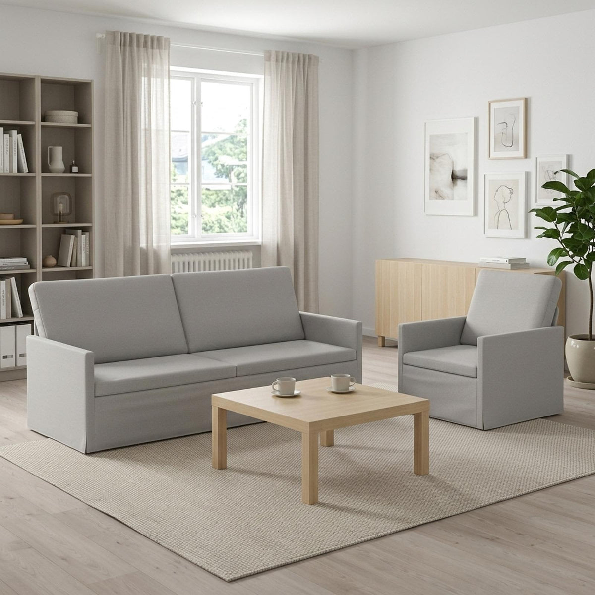 vidaXL Sofa Set 2 pcs Cloud Grey Fabric