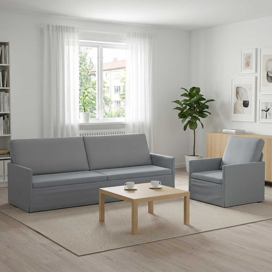 vidaXL Sofa Set 2 pcs Light Grey Fabric