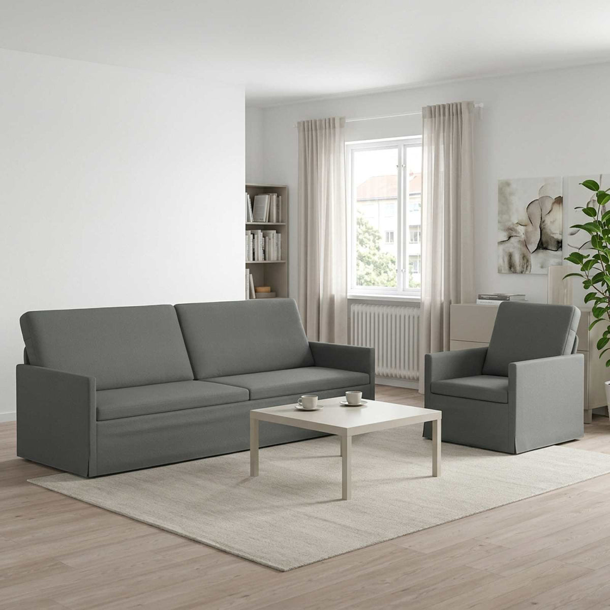 vidaXL Sofa Set 2 pcs Dark Grey Fabric