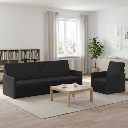 vidaXL Sofa Set 2 pcs Black Fabric