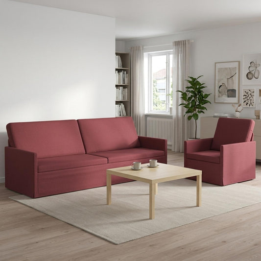 vidaXL Sofa Set 2 pcs Wine Red Fabric