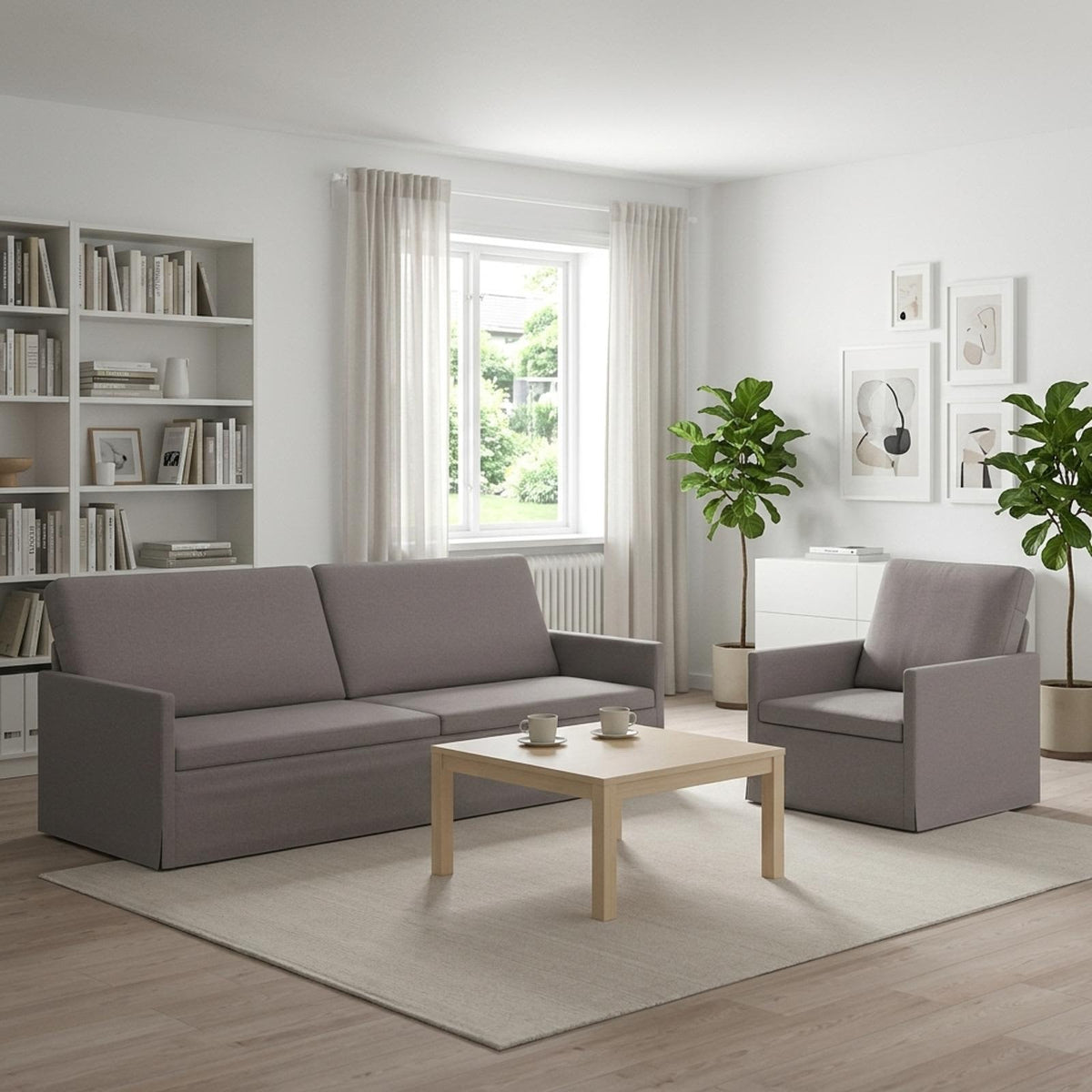 vidaXL Sofa Set 2 pcs Taupe Fabric