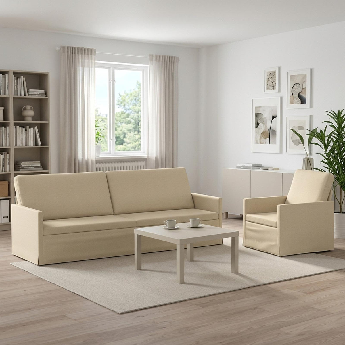 vidaXL Sofa Set 2 pcs Cream Fabric