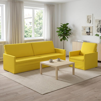 vidaXL Sofa Set 2 pcs Light Yellow Fabric