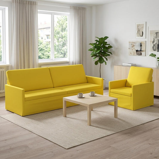 vidaXL Sofa Set 2 pcs Light Yellow Fabric