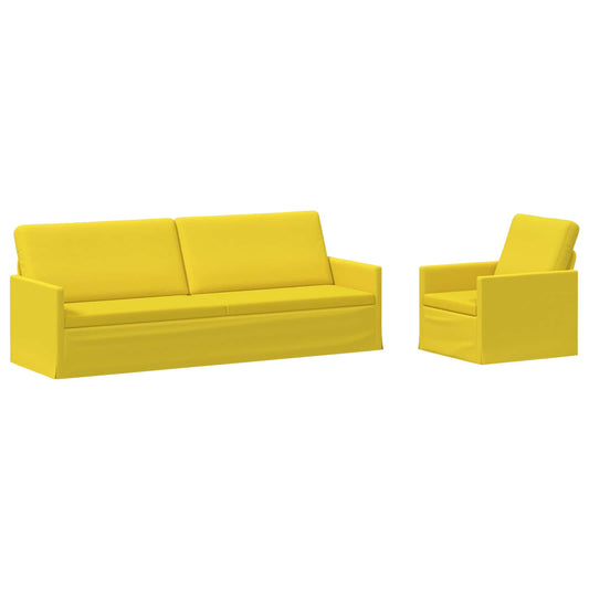 vidaXL Sofa Set 2 pcs Light Yellow Fabric