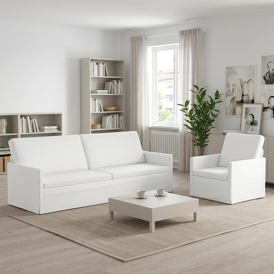 vidaXL Sofa Set 2 pcs White Fabric