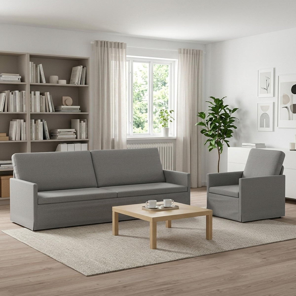 vidaXL Sofa Set 2 pcs Cloud Grey Fabric