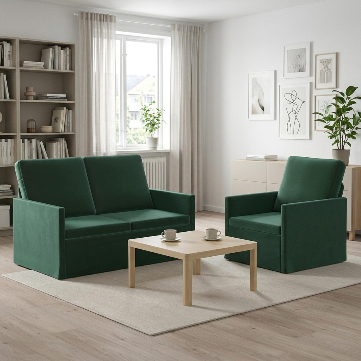 vidaXL Sofa Set 2 pcs Dark Green Velvet