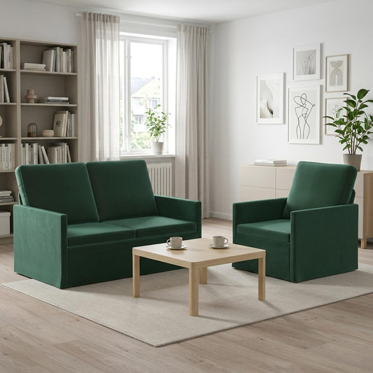 vidaXL Sofa Set 2 pcs Dark Green Velvet