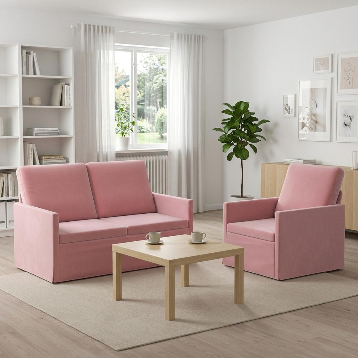vidaXL Sofa Set 2 pcs Pink Velvet