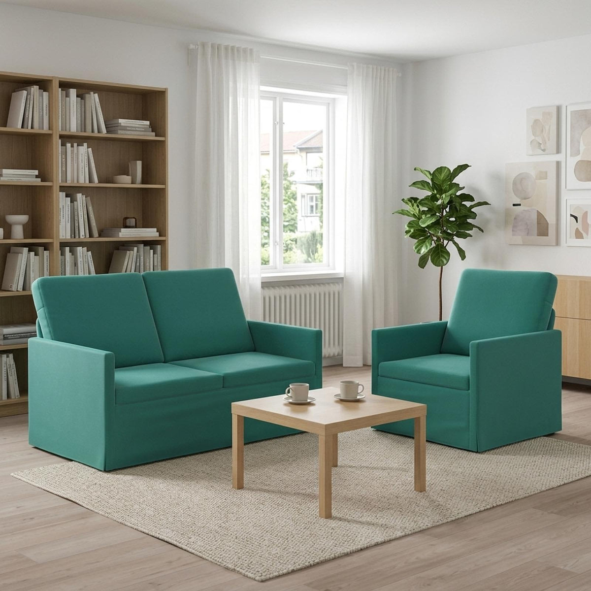 vidaXL Sofa Set 2 pcs Turquoise Velvet