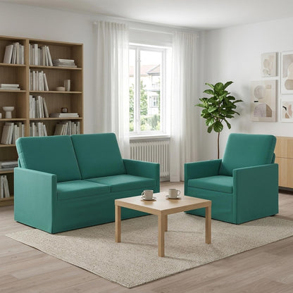 vidaXL Sofa Set 2 pcs Turquoise Velvet