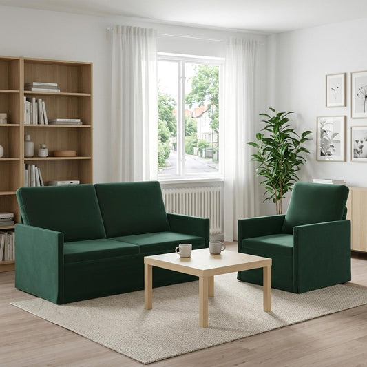 vidaXL Sofa Set 2 pcs Dark Green Velvet