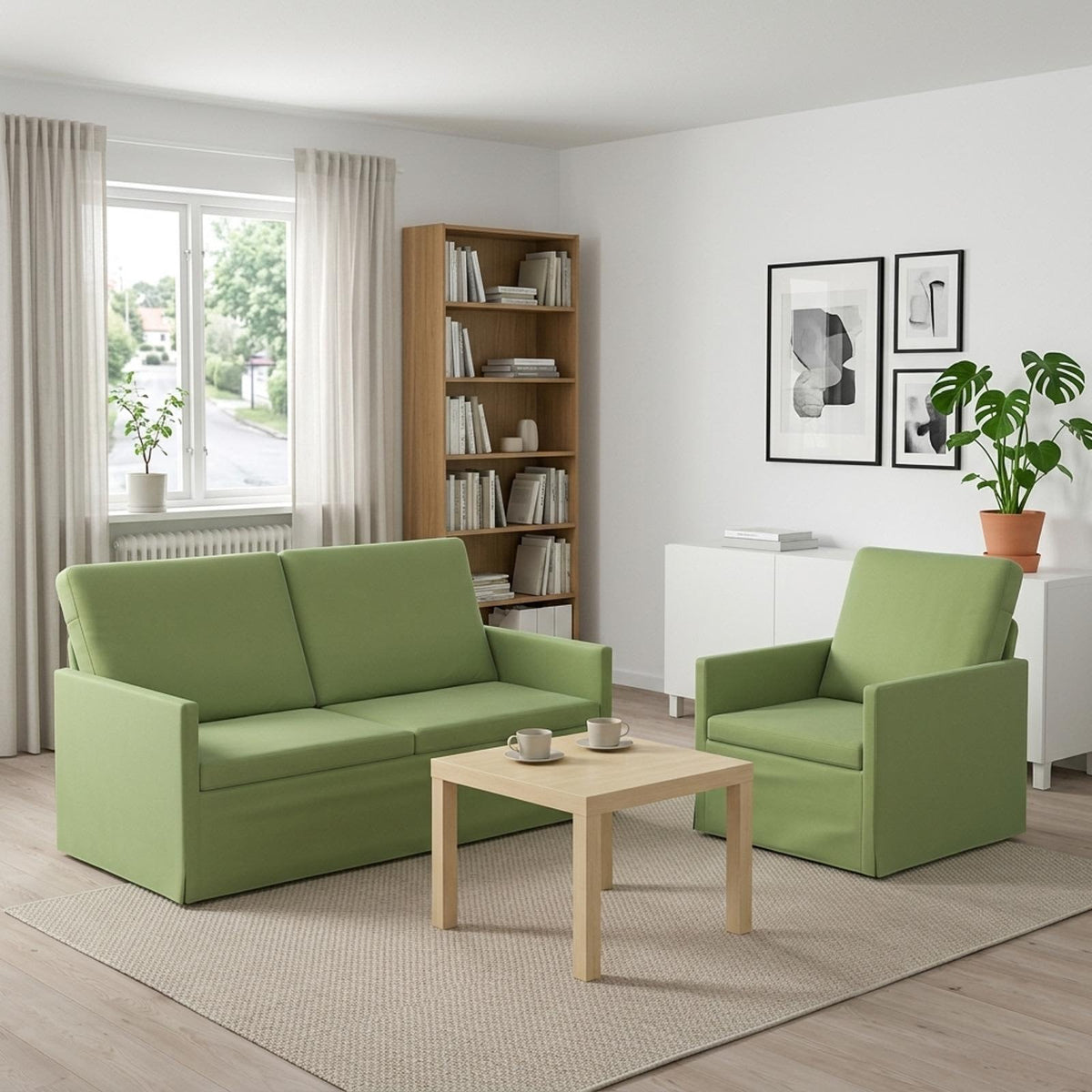 vidaXL Sofa Set 2 pcs Light Green Velvet