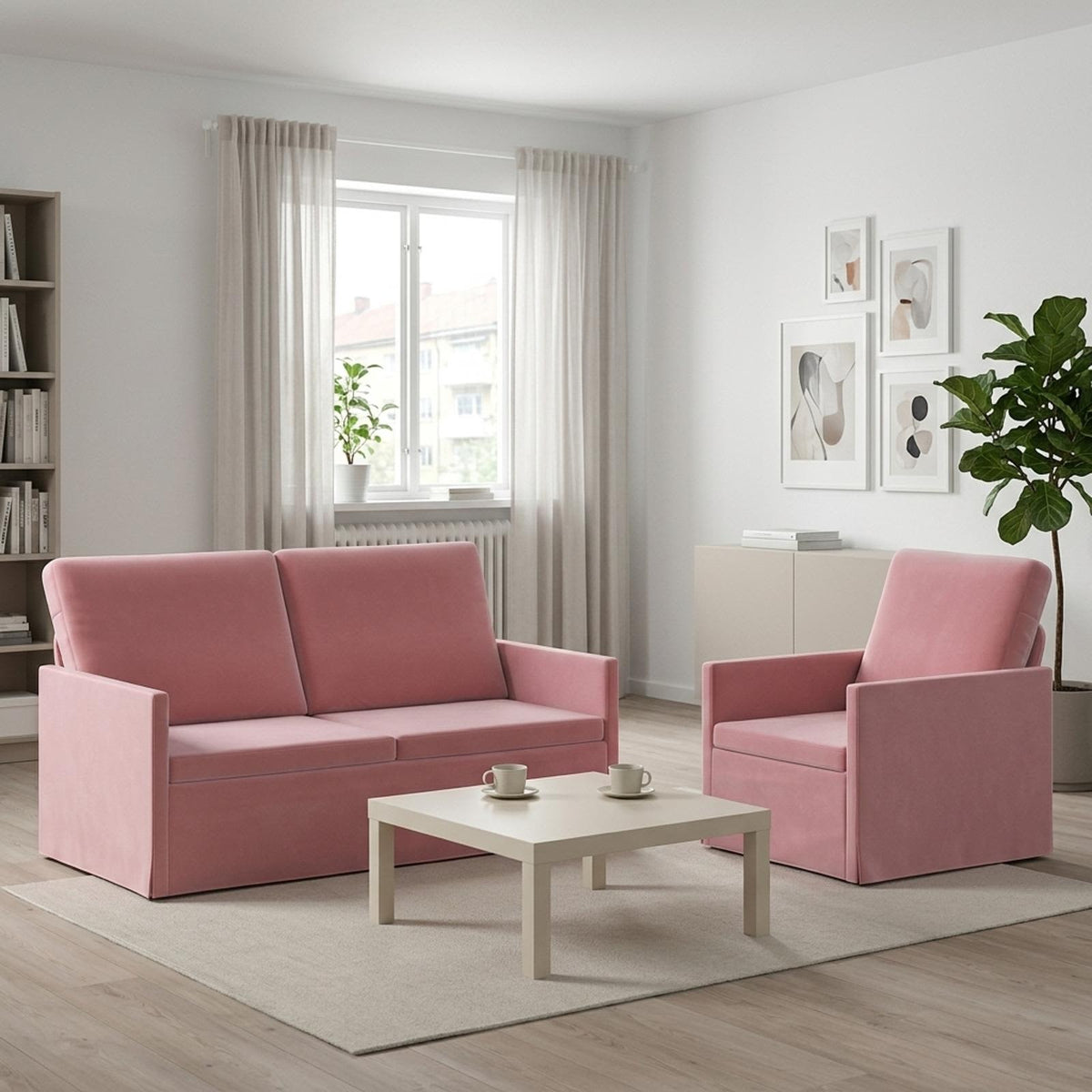 vidaXL Sofa Set 2 pcs Pink Velvet