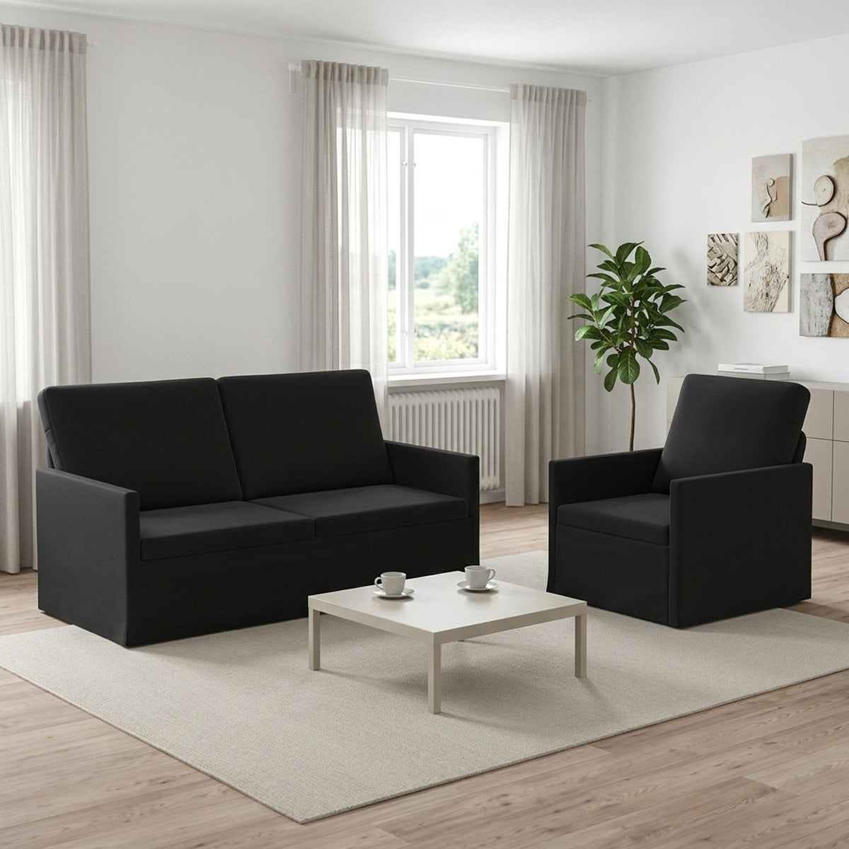 vidaXL Sofa Set 2 pcs Black Velvet