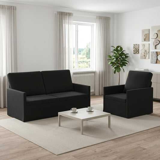 vidaXL Sofa Set 2 pcs Black Velvet