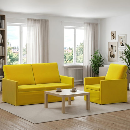 vidaXL Sofa Set 2 pcs Yellow Velvet