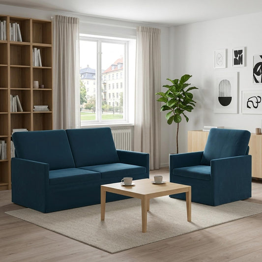 vidaXL Sofa Set 2 pcs Blue Velvet
