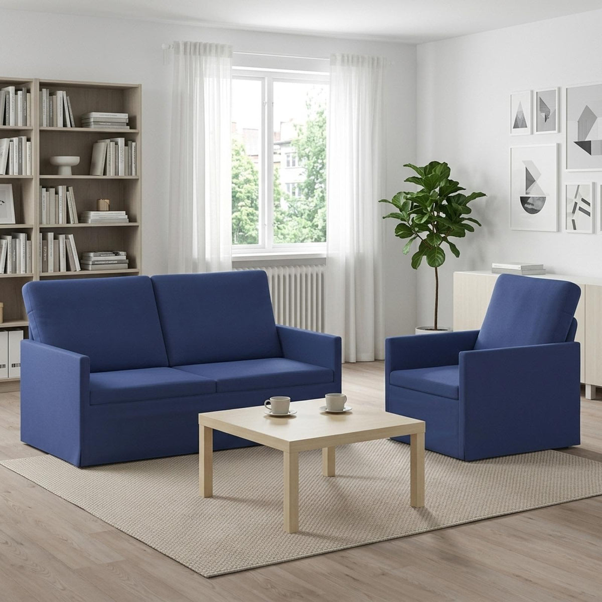 vidaXL Sofa Set 2 pcs Police Blue Velvet