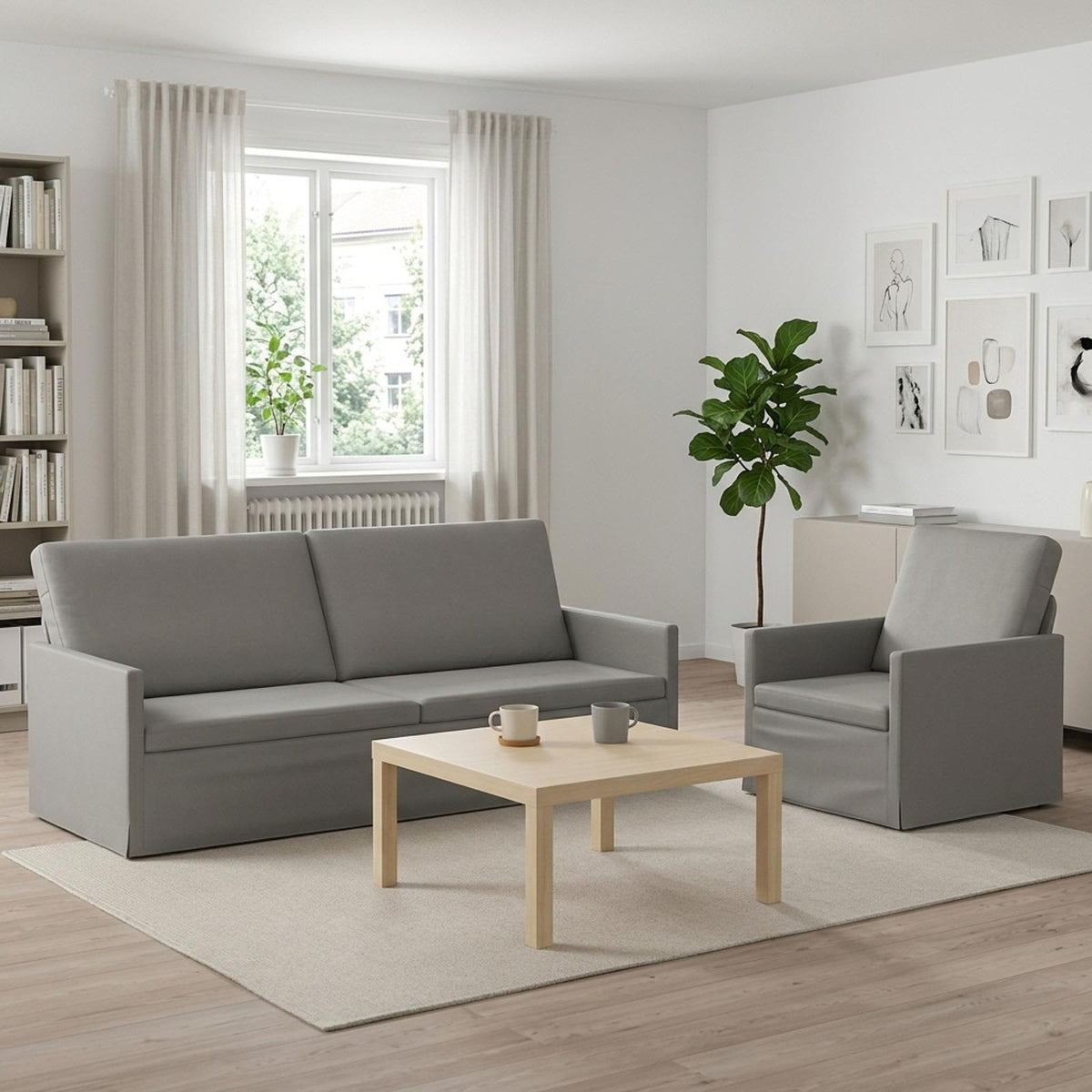 vidaXL Sofa Set 2 pcs Light Grey Velvet