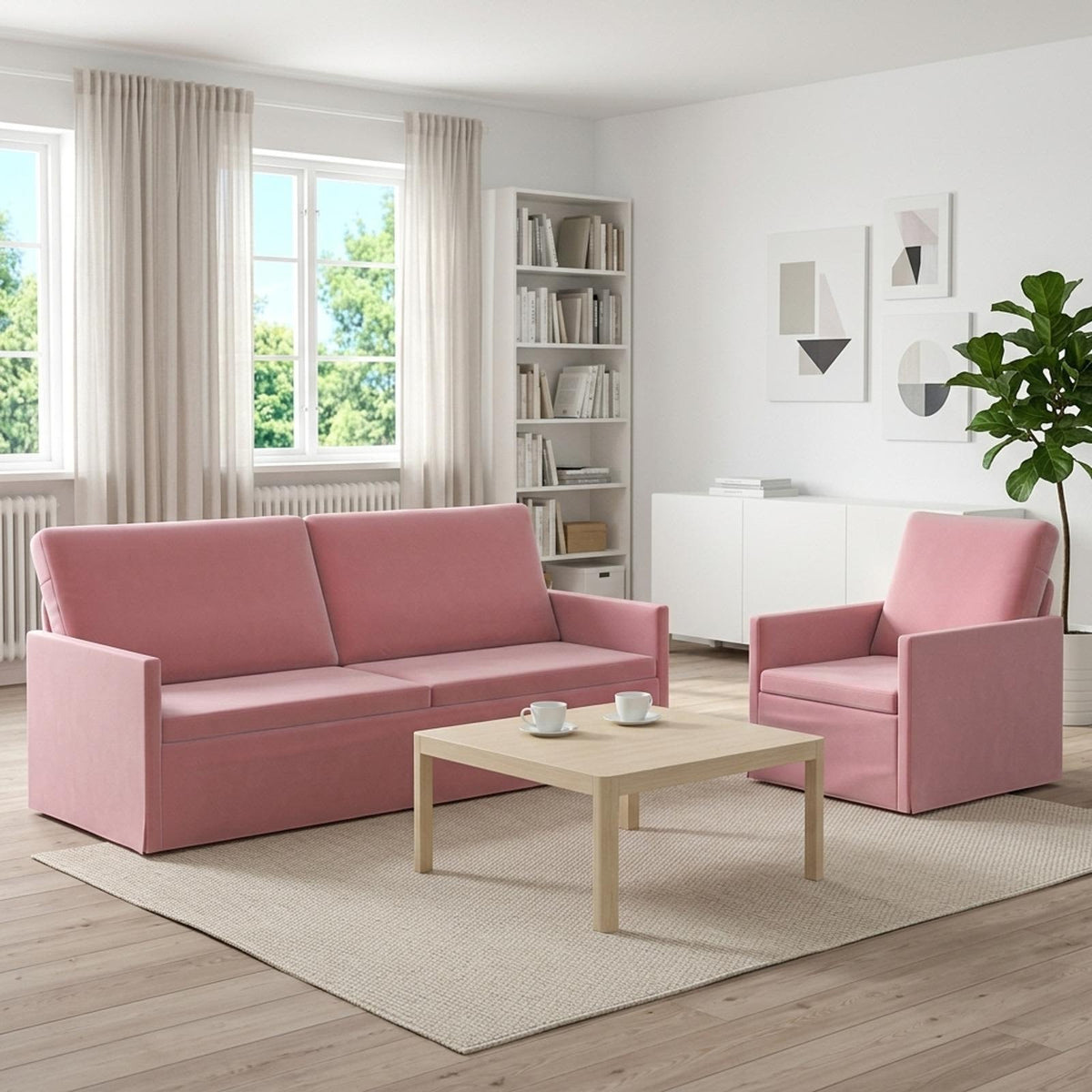 vidaXL Sofa Set 2 pcs Pink Velvet