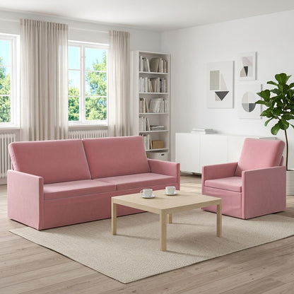 vidaXL Sofa Set 2 pcs Pink Velvet