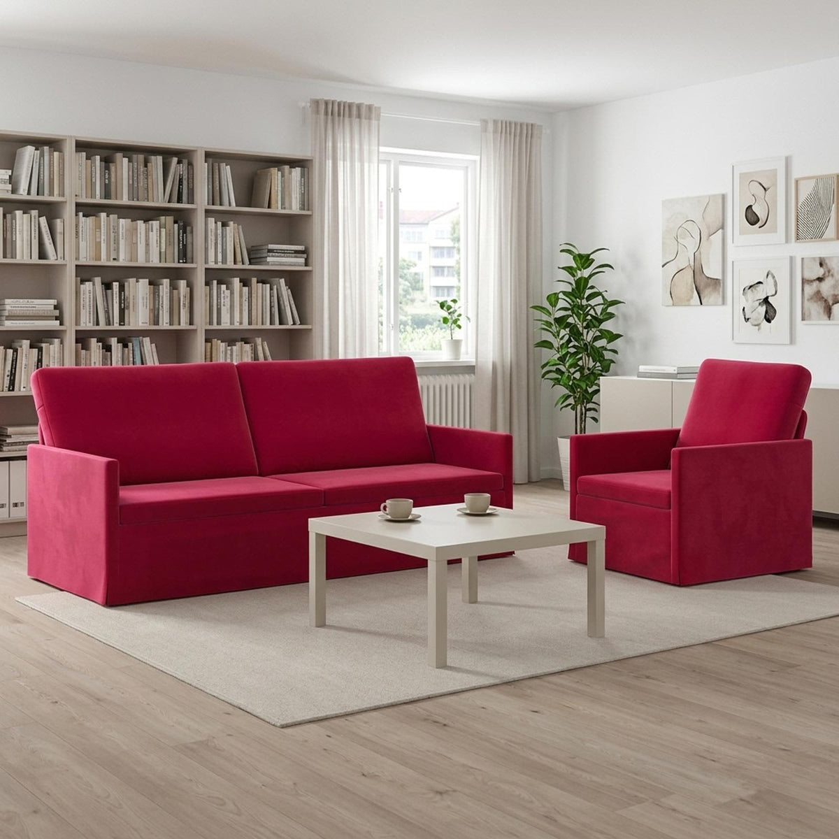 vidaXL Sofa Set 2 pcs Wine Red Velvet