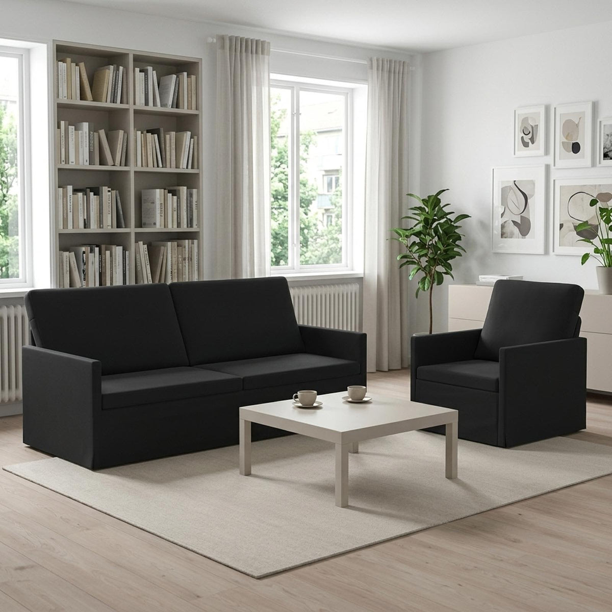 vidaXL Sofa Set 2 pcs Black Velvet