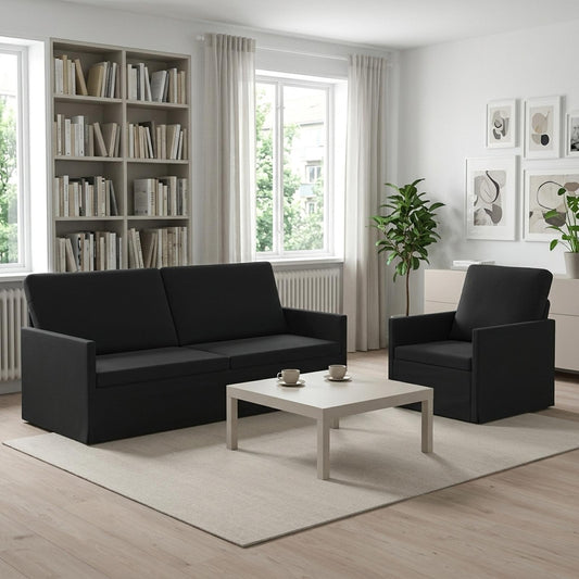 vidaXL Sofa Set 2 pcs Black Velvet