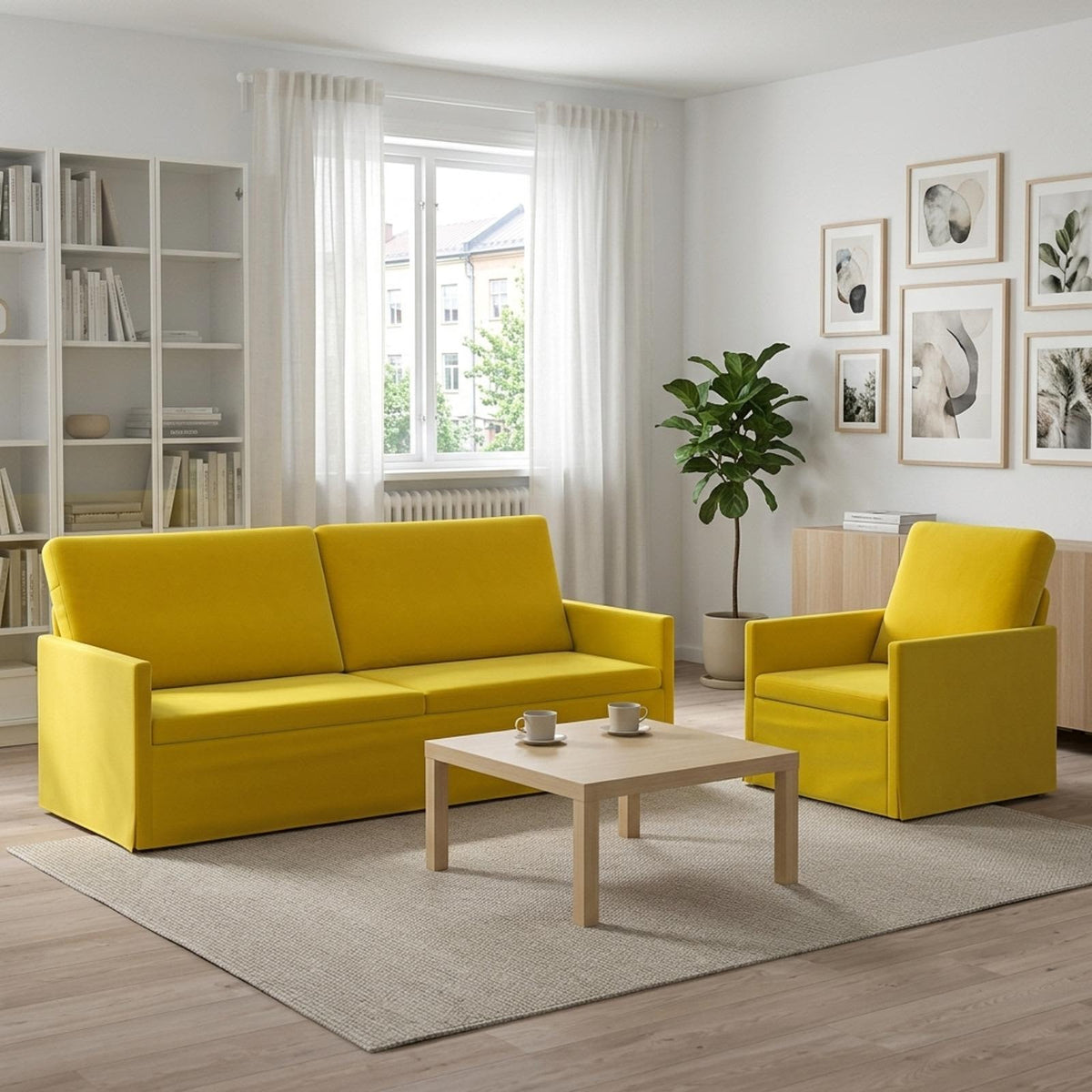 vidaXL Sofa Set 2 pcs Yellow Velvet