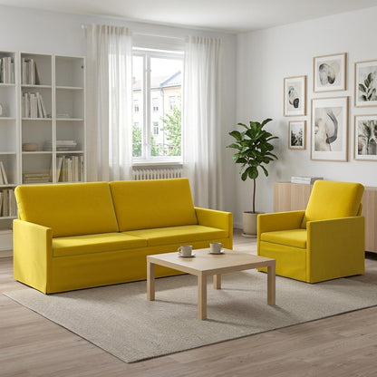 vidaXL Sofa Set 2 pcs Yellow Velvet