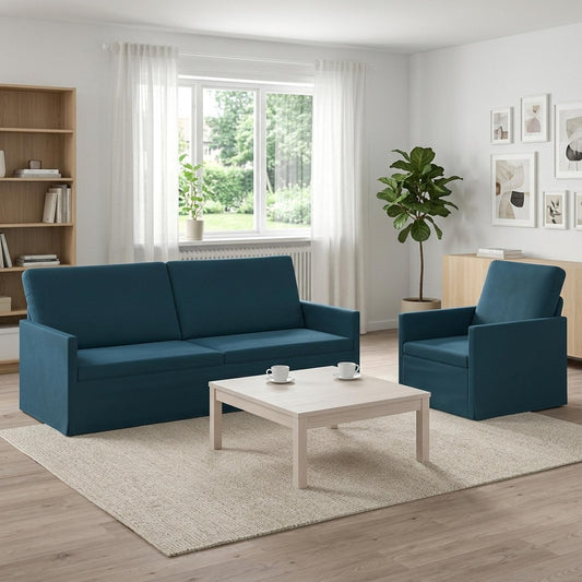 vidaXL Sofa Set 2 pcs Blue Velvet