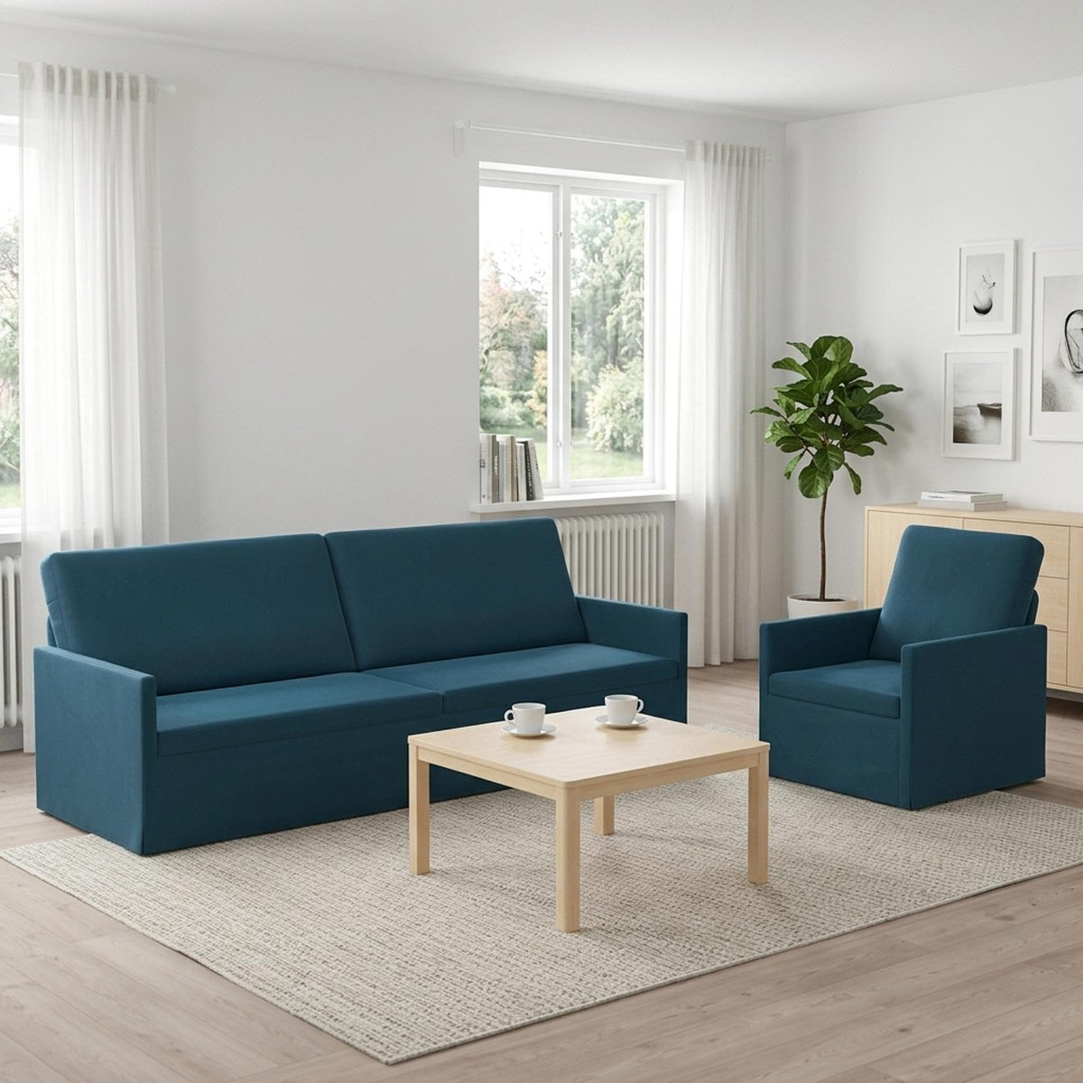 vidaXL Sofa Set 2 pcs Blue Velvet