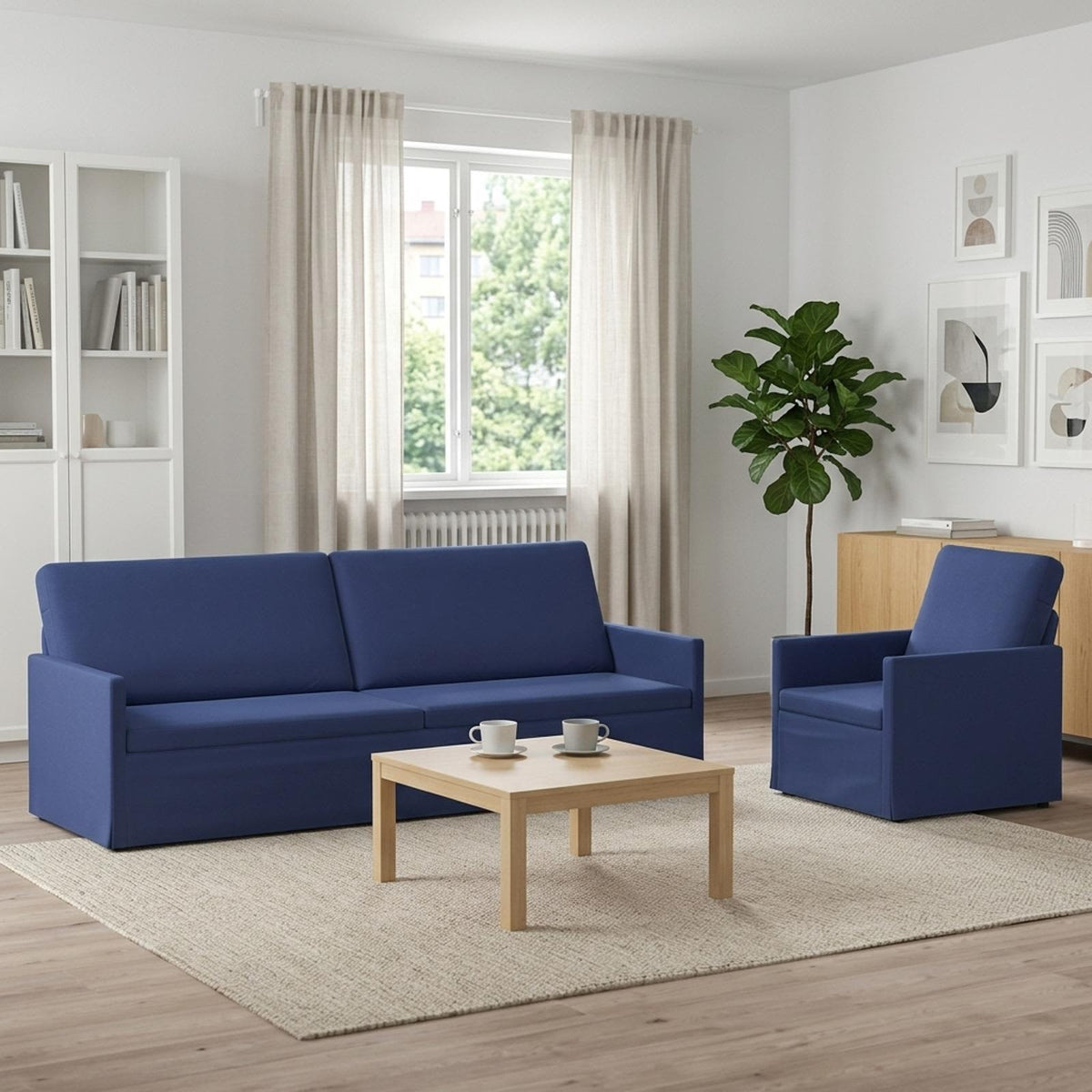 vidaXL Sofa Set 2 pcs Police Blue Velvet