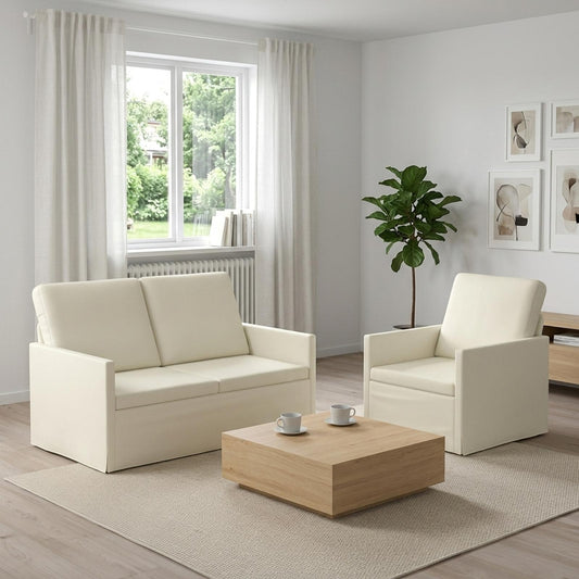 vidaXL Sofa Set 2 pcs Cream Corduroy Fabric