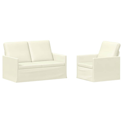 vidaXL Sofa Set 2 pcs Cream Corduroy Fabric